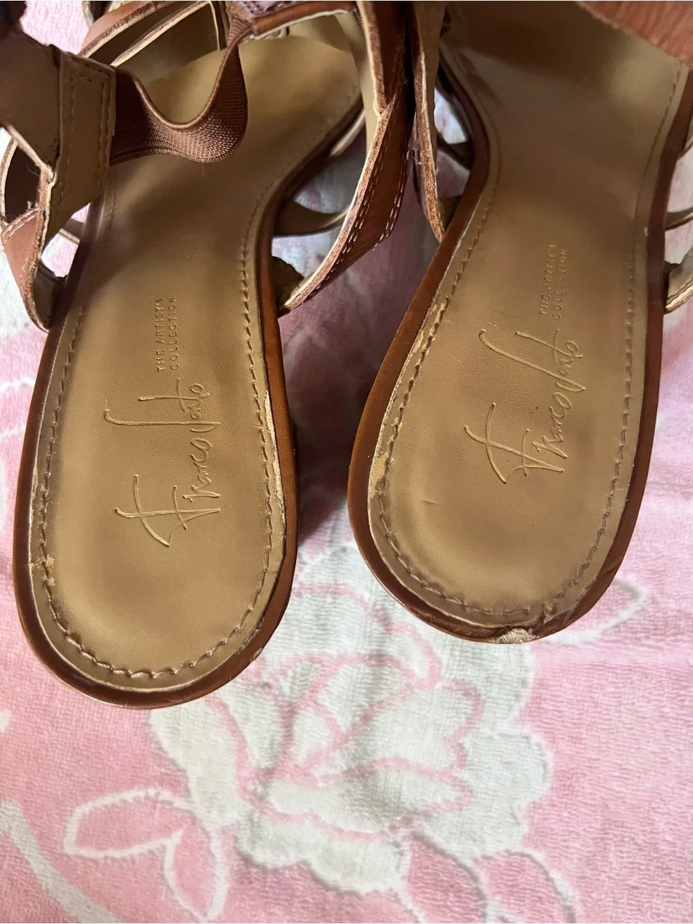 Franco Sarto Tan Multi-Strap Leather Sandals